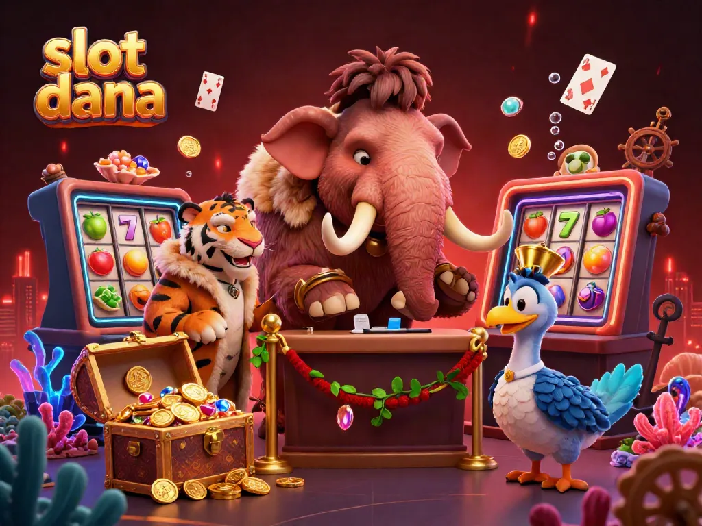 Experience slot dana like never before with a vibrant casino scene featuring a woolly mammoth bouncer.
