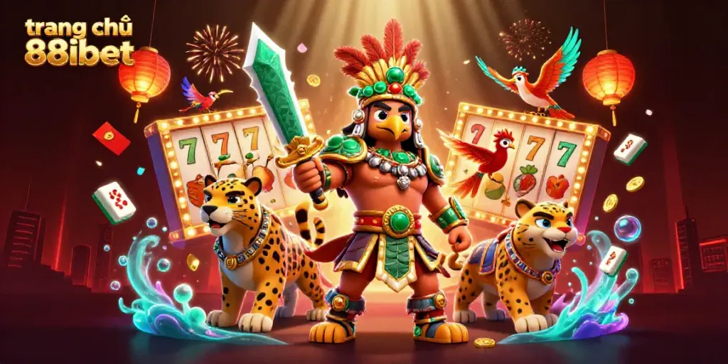 Engage with the exciting trang chủ 88ibet scene featuring Aztec-inspired warriors and casino elements.
