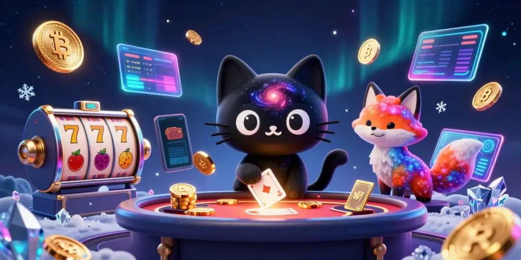 Experience game excitement with fabet as a cosmic cat wins big at a vibrant casino table!