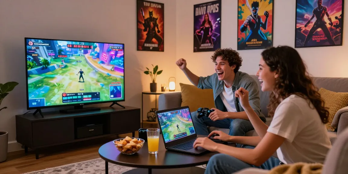 Couple enjoying real porn games in a cozy gaming setup.